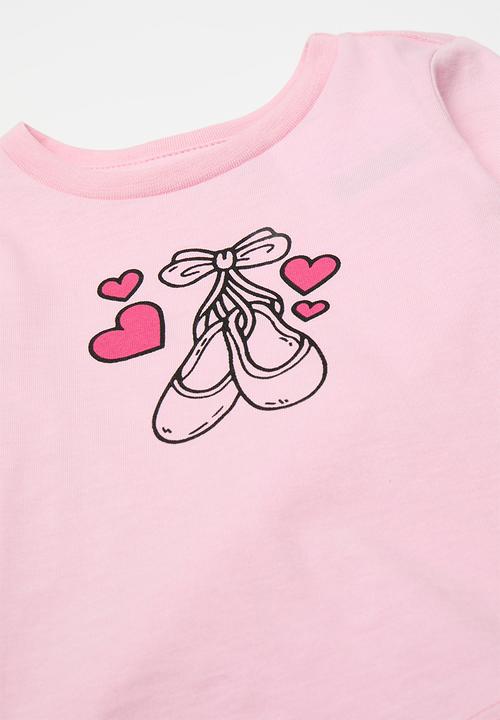 Pop Candy - Pj set with ballerina placement print - pink/cerise