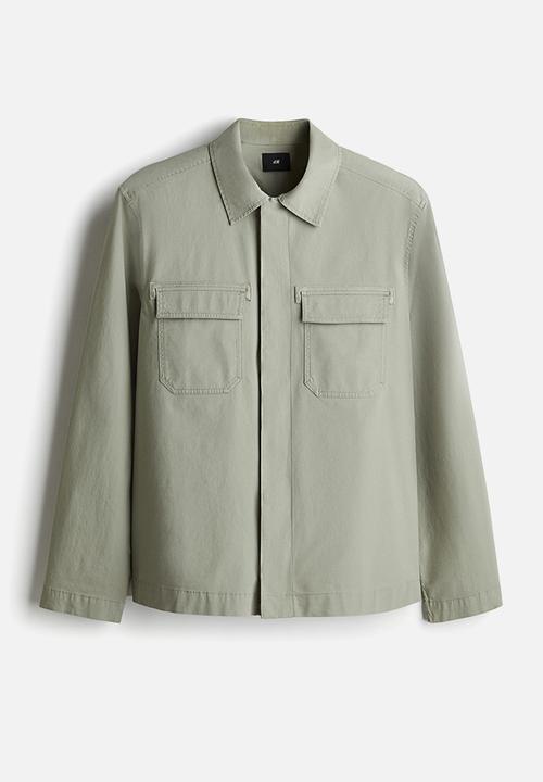 H&M - Regular fit utility overshirt - sage green