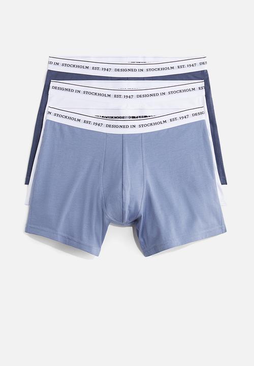H&M - 3 pack coolmax® mid trunks - light blue & white
