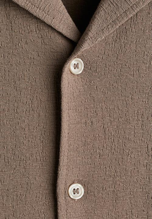 H&M - Regular fit jersey resort shirt - dark beige