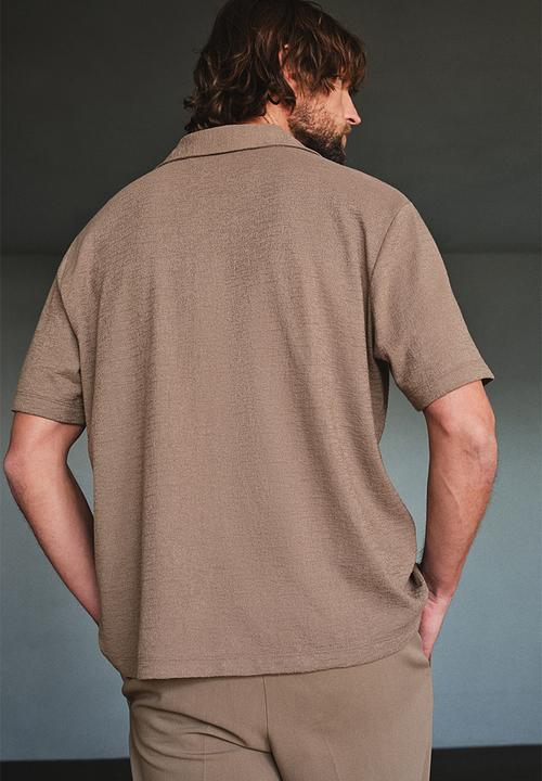 H&M - Regular fit jersey resort shirt - dark beige