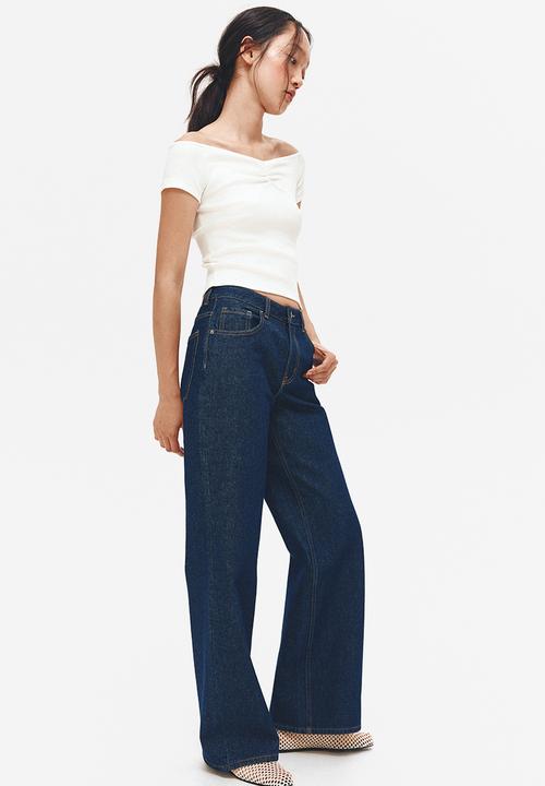 H&M - Ribbed boat-neck top - cream