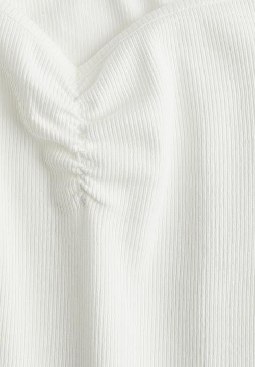 H&M - Ribbed boat-neck top - cream