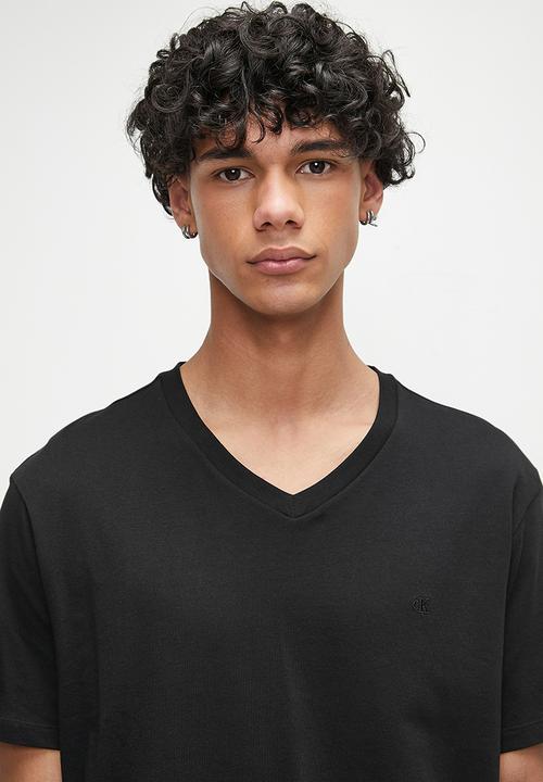 Calvin Klein - Short sleeve  Smooth Cttn Solid Vneck Tee - Black