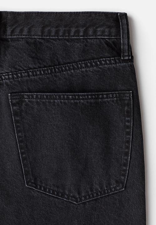 H&M - Loose straight high jeans - black