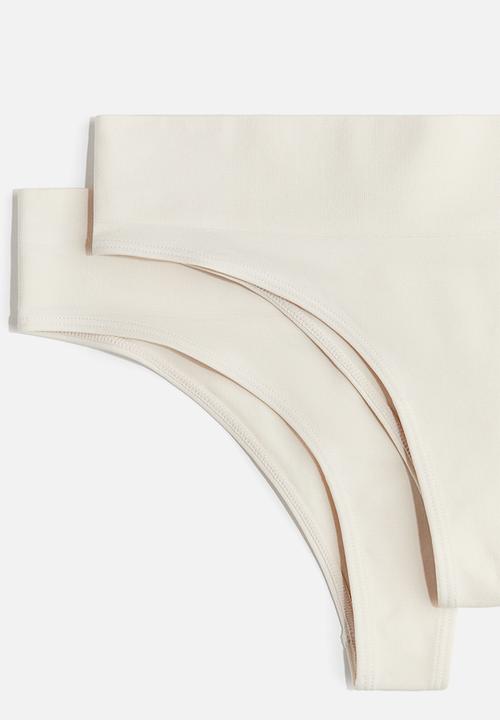 H&M - 2-Pack seamless brazilian briefs - pale beige 