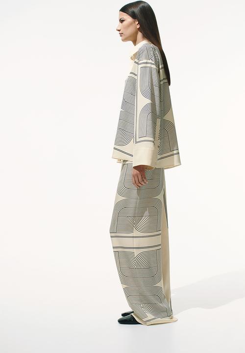 H&M - Printed twill shirt - cream patterned