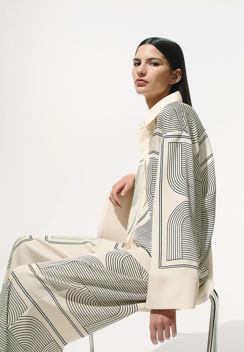 H&M - Printed twill shirt - cream patterned