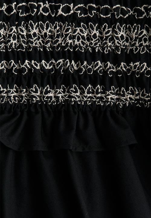 H&M - Flutter-sleeved poplin dress - black