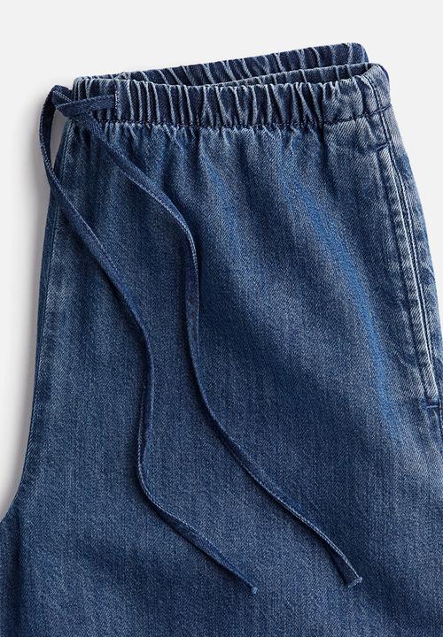 H&M - Feather soft denim drawstring trousers - denim blue