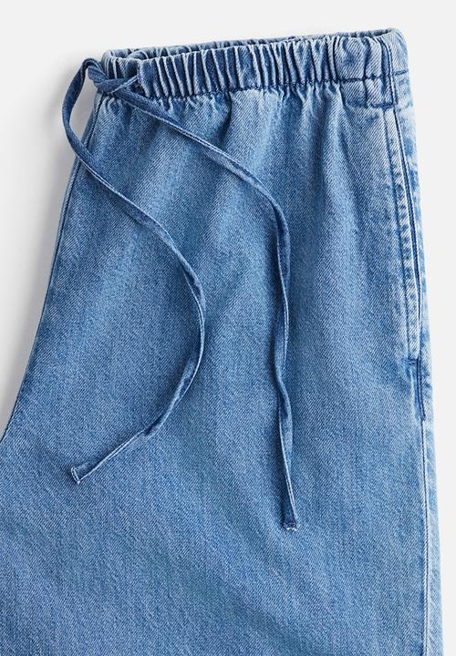 H&M - Feather soft denim drawstring trousers - light denim blue