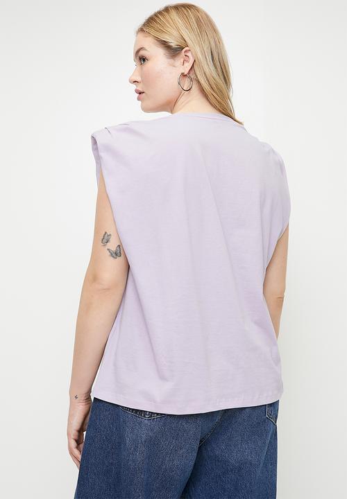 Trendyol - Plus size crew neck basic 100% cotton knitted blouse  - lilac