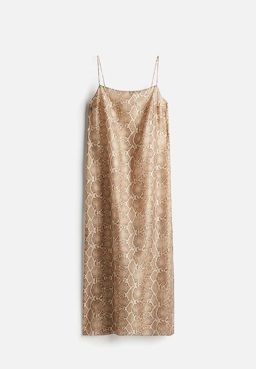 H&M - Strappy dress - beige & snakeskin-patterned