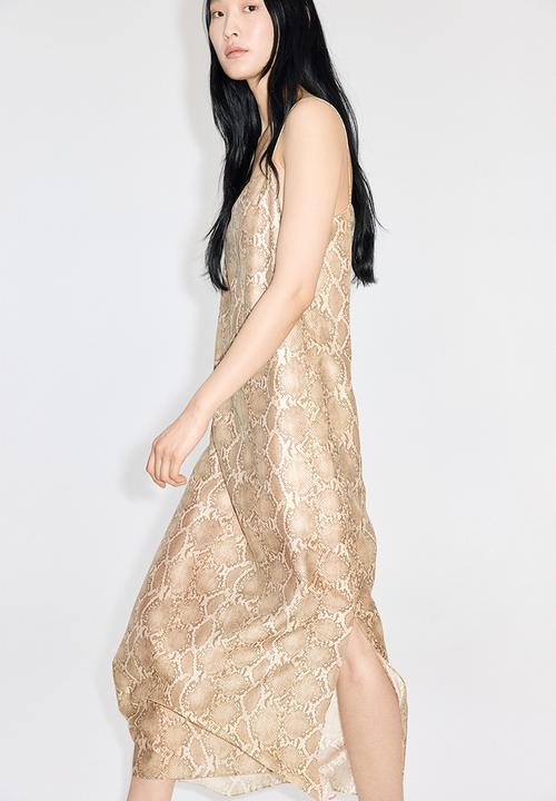 H&M - Strappy dress - beige & snakeskin-patterned