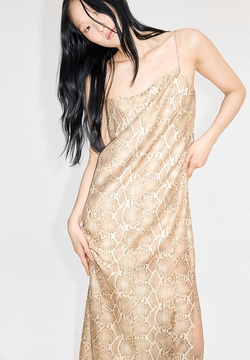 H&M - Strappy dress - beige & snakeskin-patterned
