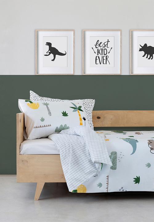 Phlo Studio - Dinosaur Washed Cotton Duvet Set - white