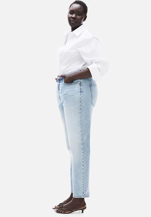 H&M - Curvy fit slim straight high ankle jeans - light denim blue
