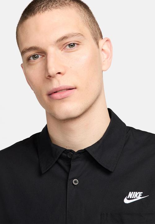 Nike - NSW Short-Sleeve Oxford Button-Up Shirt - Black/Wht