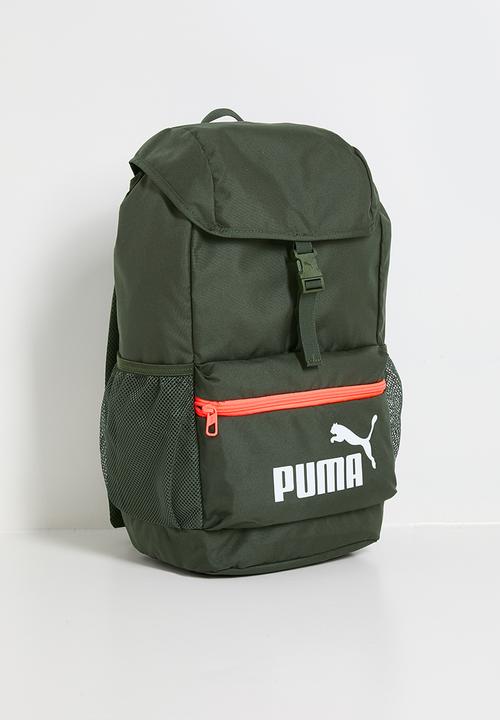 PUMA - Puma Phase Hooded Backpack - Dark Olive-Glowing Red