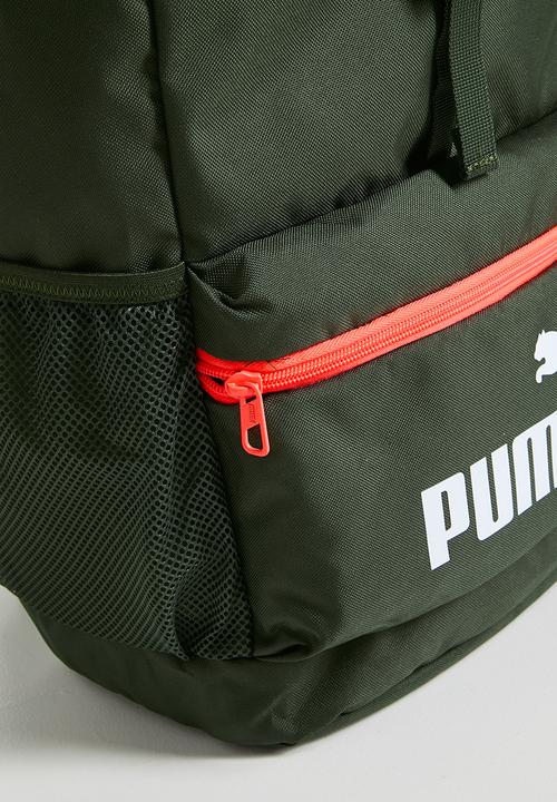 PUMA - Puma Phase Hooded Backpack - Dark Olive-Glowing Red