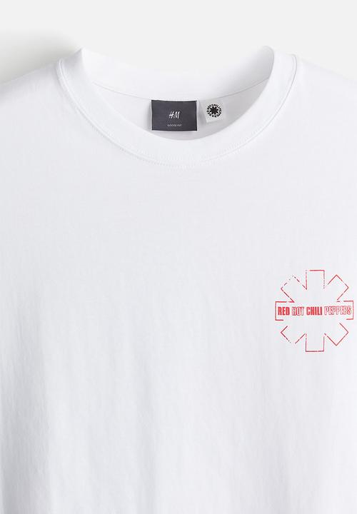 H&M - Loose fit T-shirt - white/red hot chili peppers