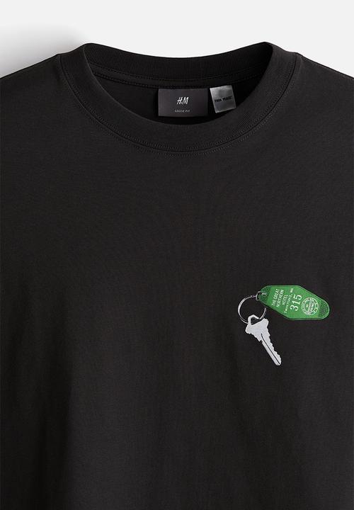 H&M - Loose fit T-shirt - black/twin peaks