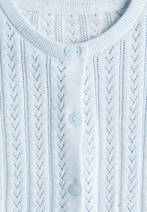 H&M - Pointelle-knit cotton cardigan - light blue 