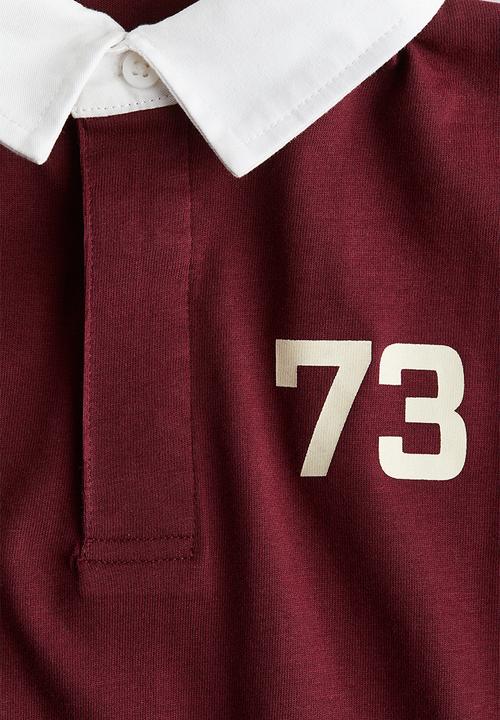 H&M - Printed cotton rugby shirt - dark red/73