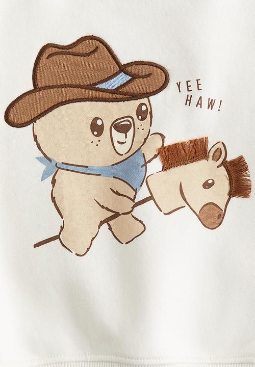 H&M - Motif-detail sweatshirt - white/yee haw