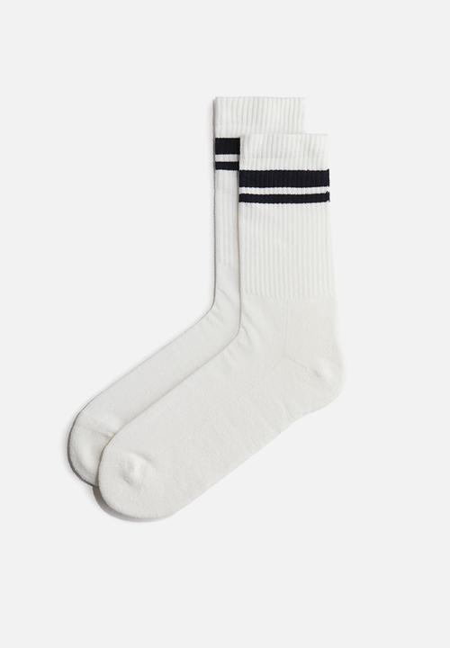 H&M - 5-pack socks - white/black striped