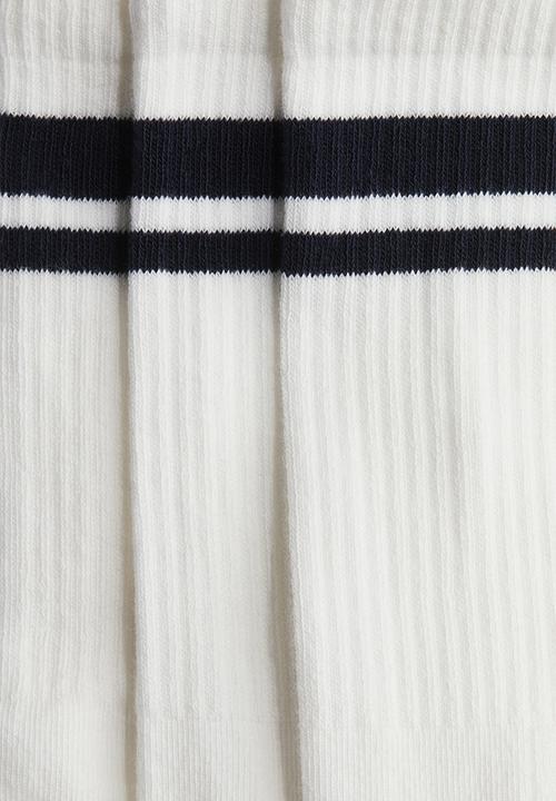 H&M - 5-pack socks - white/black striped