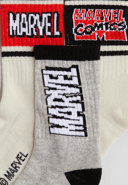H&M - 5-pack intarsia motif socks -  light grey/marvel comics