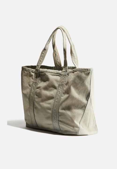 H&M - Washed-look denim shopper - beige