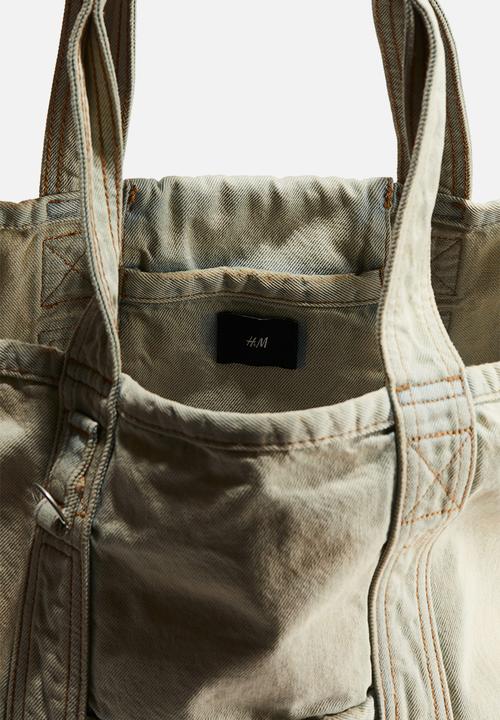 H&M - Washed-look denim shopper - beige