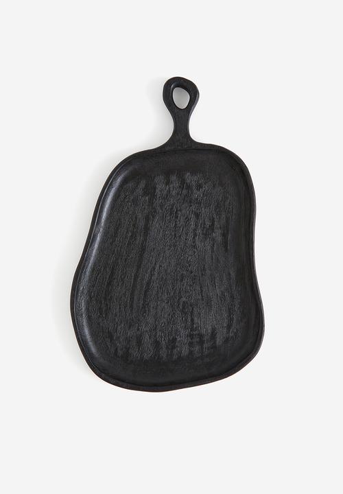 Large mango wood serving tray - black