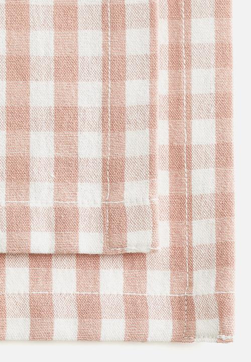 H&M - 2 pack gingham-checked place mats - dusty pink gingham check