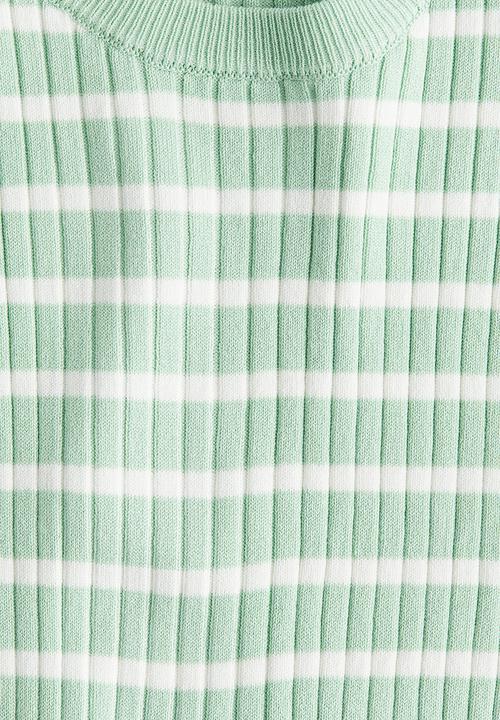 H&M - Rib-knit top - light green striped