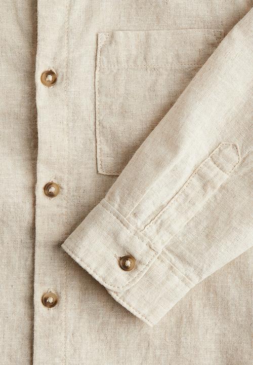 H&M - Linen-blend shirt - light beige