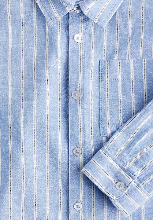 H&M - Linen-blend shirt - blue/striped 