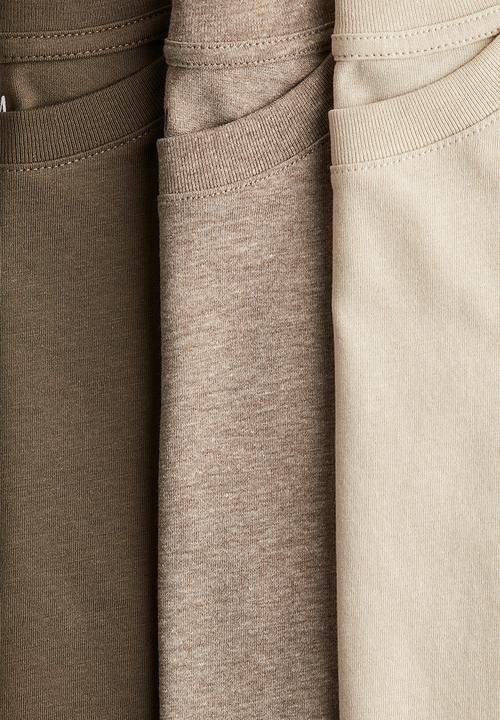 H&M - 3-Pack t-shirts - light beige & dark beige