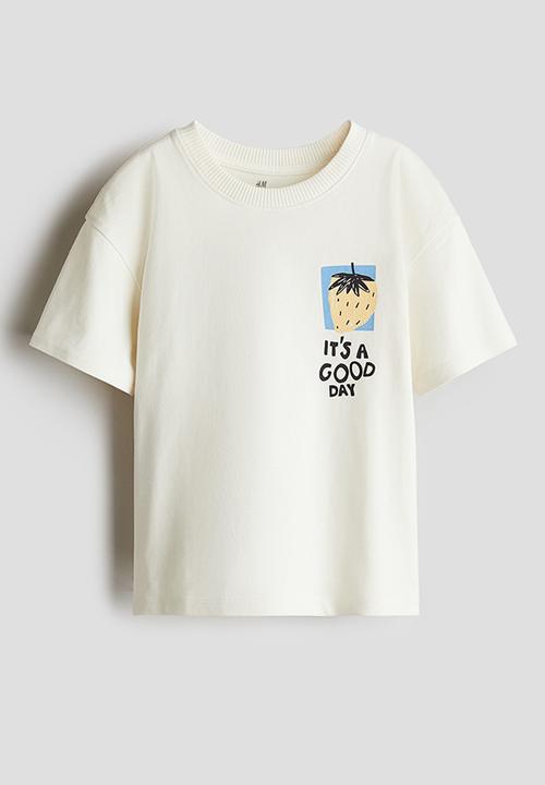 H&M - Printed t-shirt - cream it's a good day