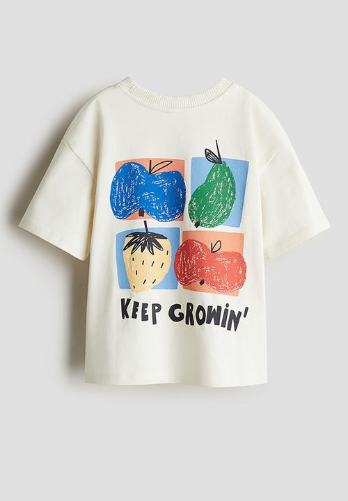 H&M - Printed t-shirt - cream it's a good day