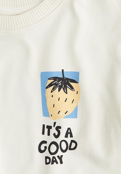 H&M - Printed t-shirt - cream it's a good day