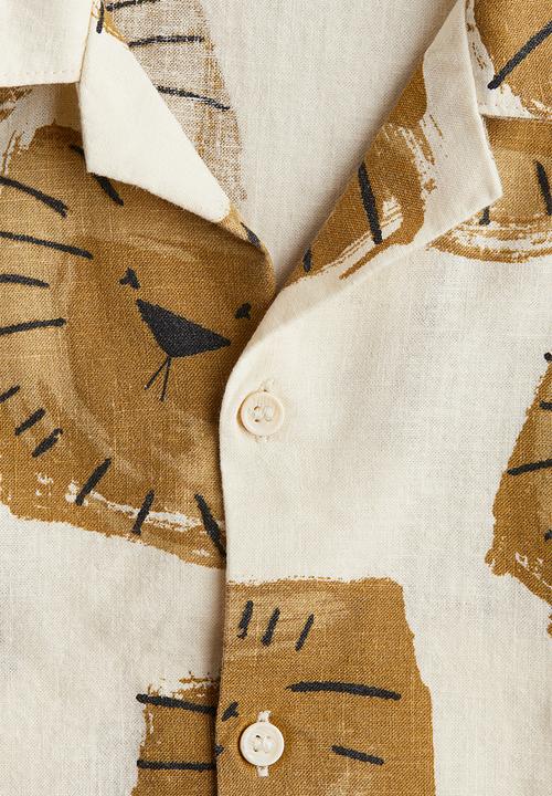 H&M - Cotton resort shirt - light yellow lions