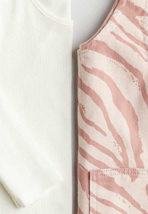 H&M - 2 piece dress and top set - dusty pink zebra-print