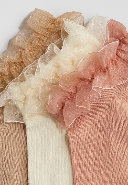 H&M - 7-Pack trainer socks - cream & dusty pink