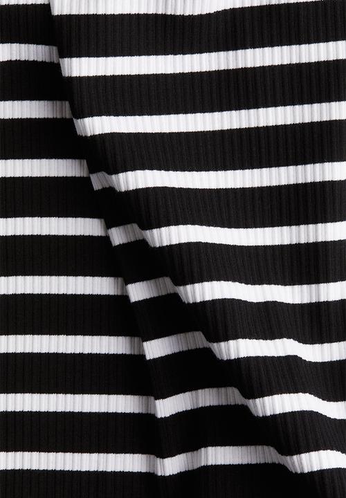 H&M - Mama ribbed T-shirt dress - black/white striped