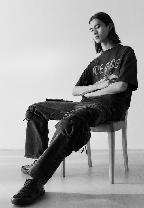 H&M - Oversized fit t-shirt - black/ice cube