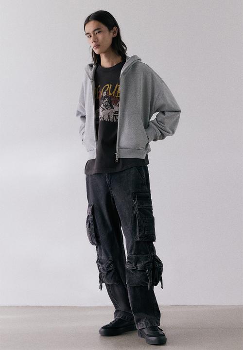 H&M - Oversized fit t-shirt - black/ice cube