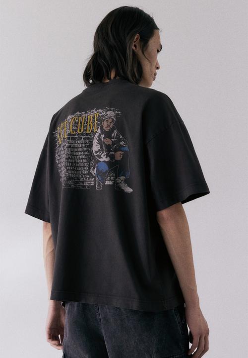 H&M - Oversized fit t-shirt - black/ice cube
